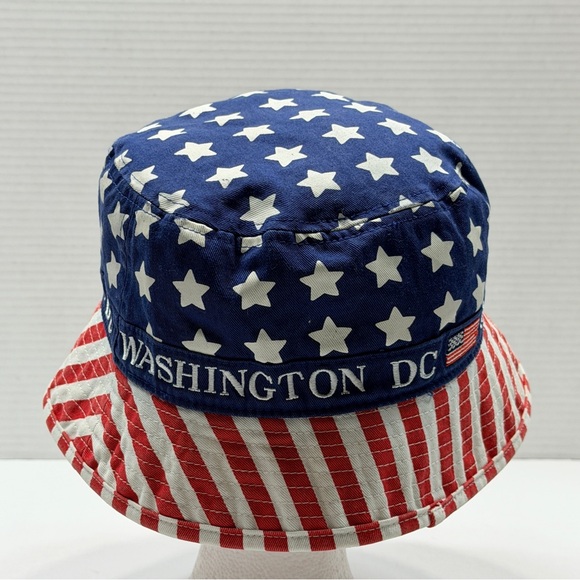 Washington DC Bucket Hat Red White Blue Stars Stripes American Flag Adult OS - Picture 5 of 8